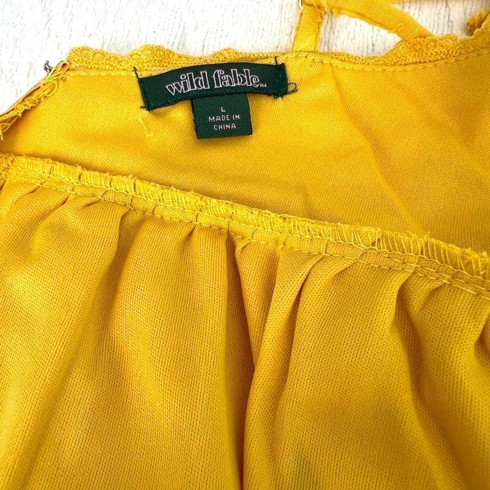 Wild Fable yellow halter spaghetti straps two tier dress Junior size L - Picture 7 of 8